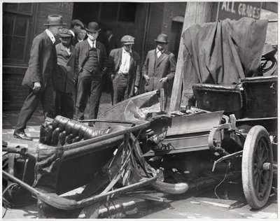 Crowd Looking at a Wrecked Automobile by Charles Clement Holt